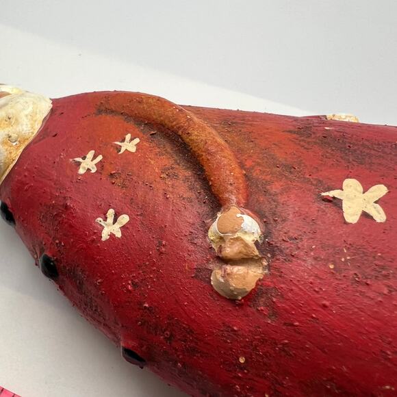 Vintage Ceramic Santa Large Belly Stars Long Stocking Cap Folk Art Christmas - Picture 4 of 12